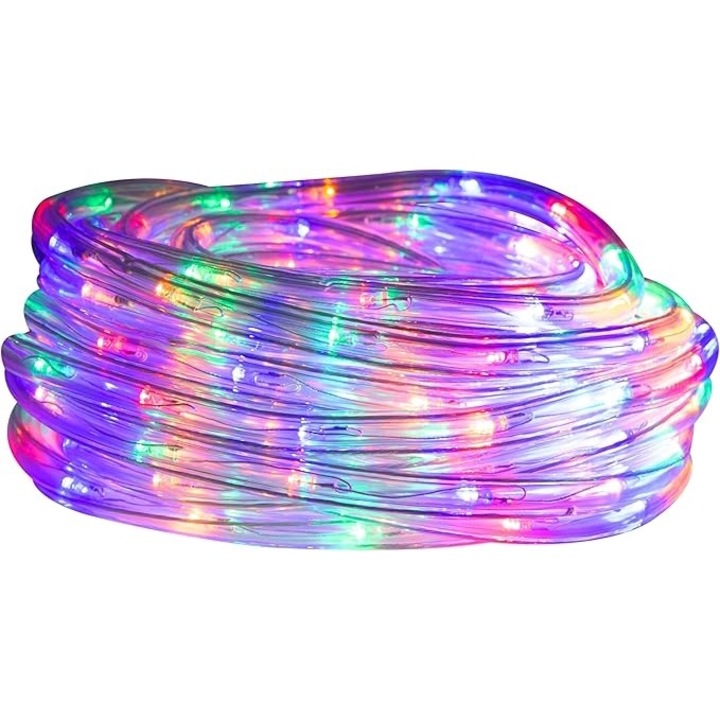 Instalatie Furtun Luminos 10M Multicolor – Lumina Vibranta pentru Decoruri de Vis, 8 moduri de iluminare, interconectbila, [otrivita pentru interior si exterior