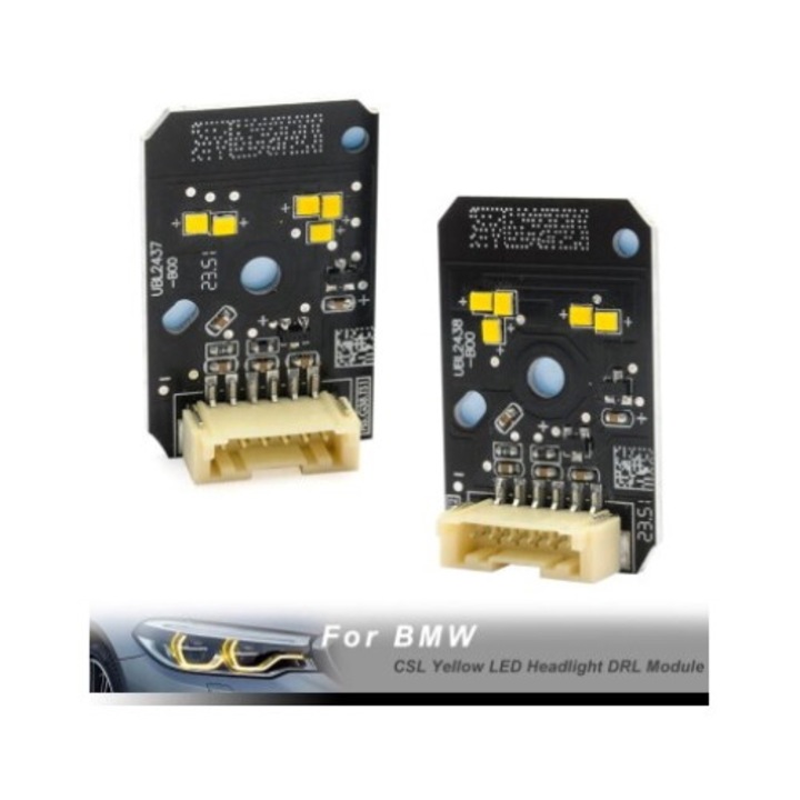 Set module DRL Angel Eyes CSL Style Galben pentru BMW Seria 5 G30, Seria 6GT - 63117214939, 7214939, 63117214940, 7214940