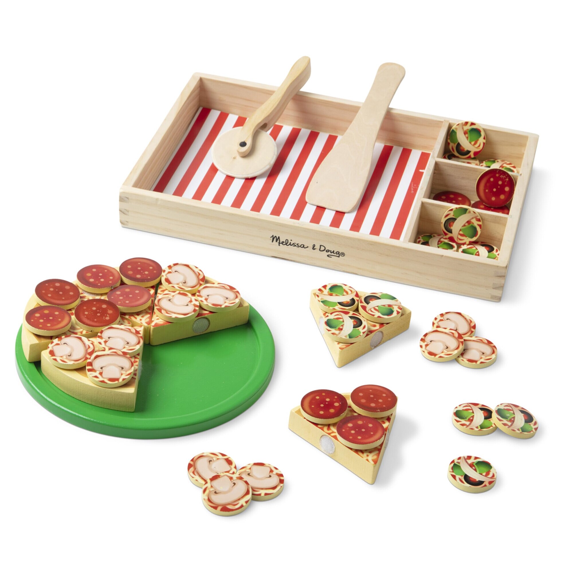 Set pizza de jucarie, lemn, 3ani+, multicolor - eMAG.ro