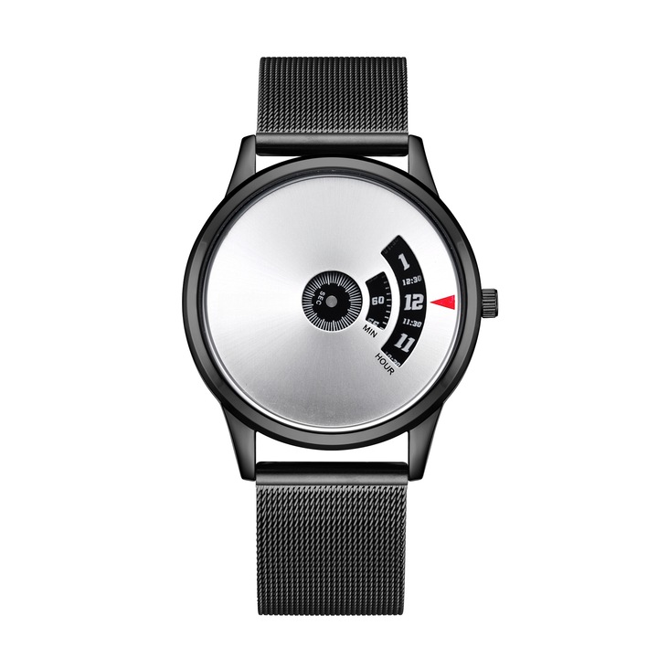 Мъжки часовник, каишка от неръждаема стомана, механичен механичен механизъм, 38x10mm, 30M водоустойчив, бял