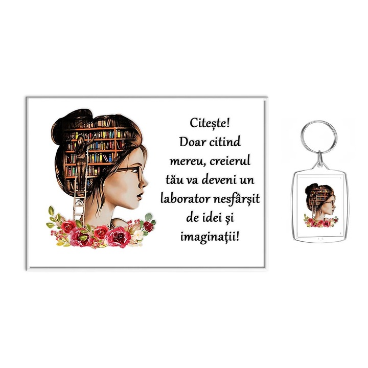 Set rama foto si breloc "Citeste!"