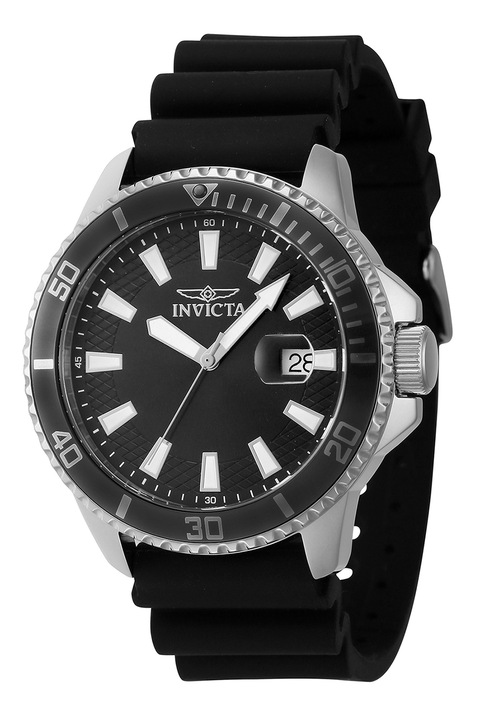 Invicta, Овален часовник с лого, Сребрист, Черен