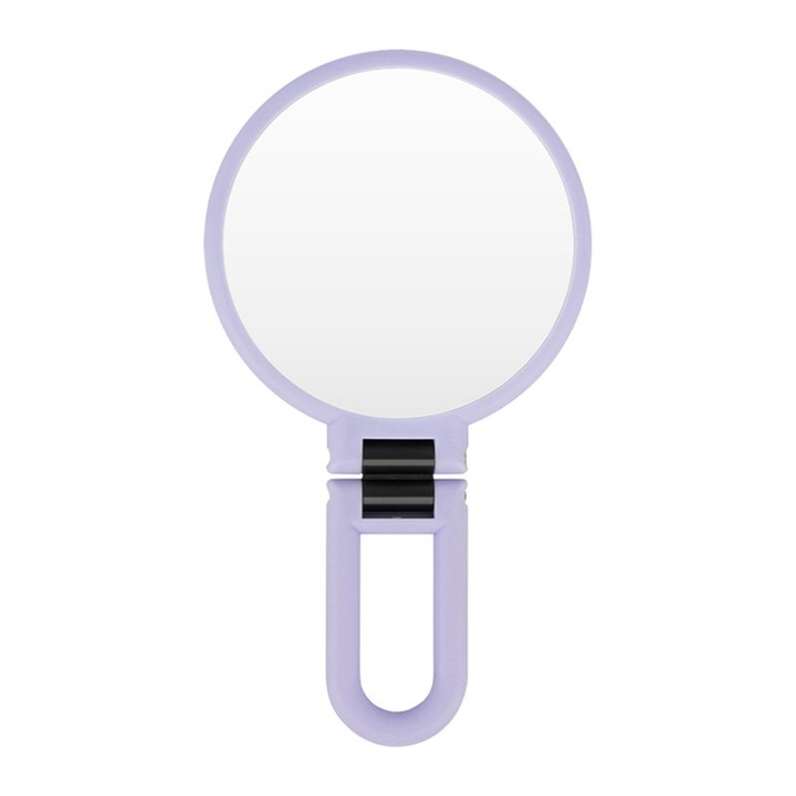 Oglinda cosmetica portabila cu marire 10X/1X, design rotativ 360°, violet, 24x13.5cm, cu doua fete
