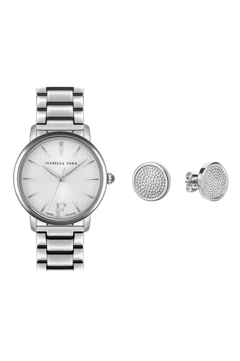 Isabella Ford, Set de ceas quartz si cercei, Argintiu