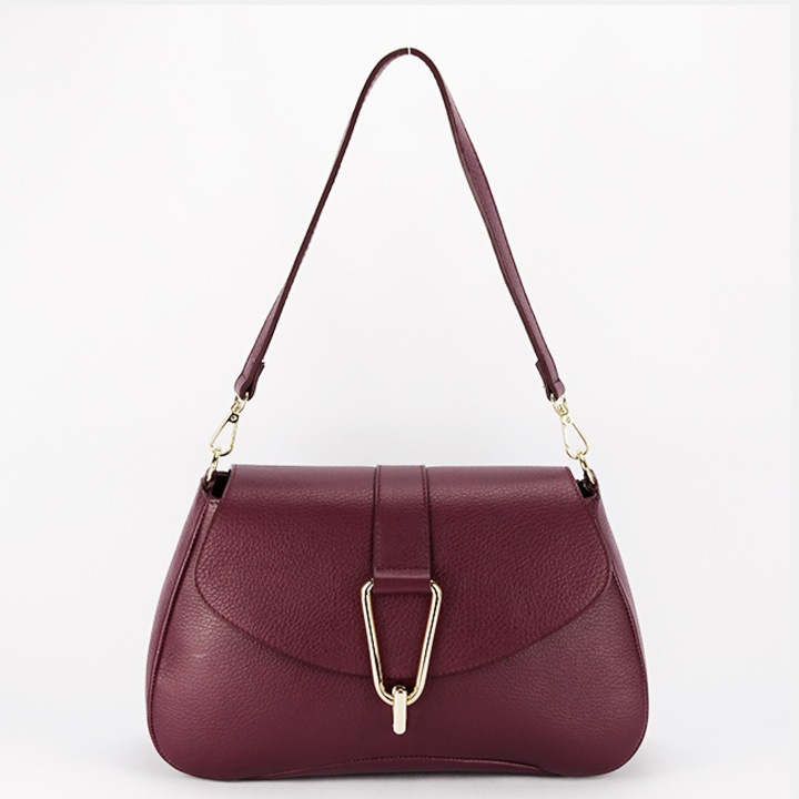 Елегантна чанта от естествена кожа 1755 125, Бордо, 19x30x10