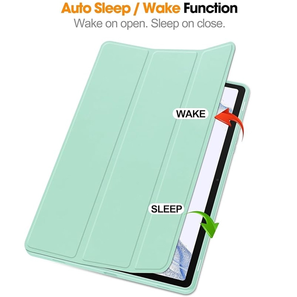 Husa protectie tableta，Compatibil cu Samsung Galaxy Tab S9 FE 5G 10.9 inch/Galaxy Tab S9 11 inch, husa ultra-subtire din piele PU cu functie stand si auto wake/sleep, Verde deschis