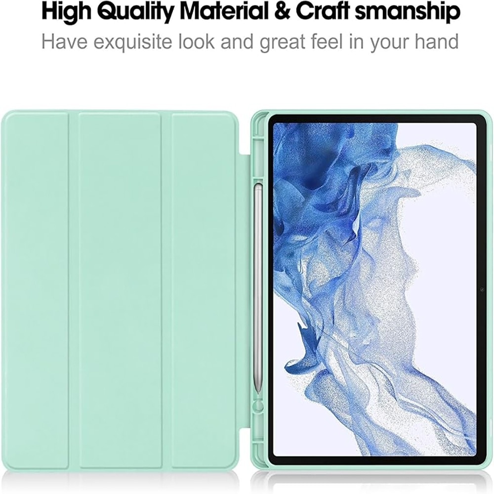 Husa protectie tableta，Compatibil cu Samsung Galaxy Tab S9 FE 5G 10.9 inch/Galaxy Tab S9 11 inch, husa ultra-subtire din piele PU cu functie stand si auto wake/sleep, Verde deschis