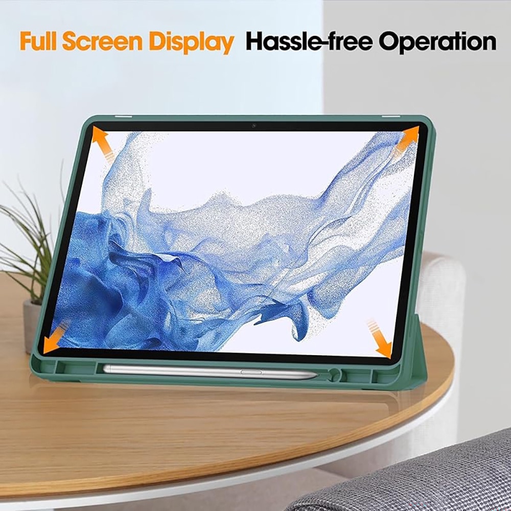 Husa protectie tableta，Compatibil cu Samsung Galaxy Tab S9 FE 5G 10.9 inch/Galaxy Tab S9 11 inch, husa ultra-subtire din piele PU cu functie stand si auto wake/sleep, Verde inchis