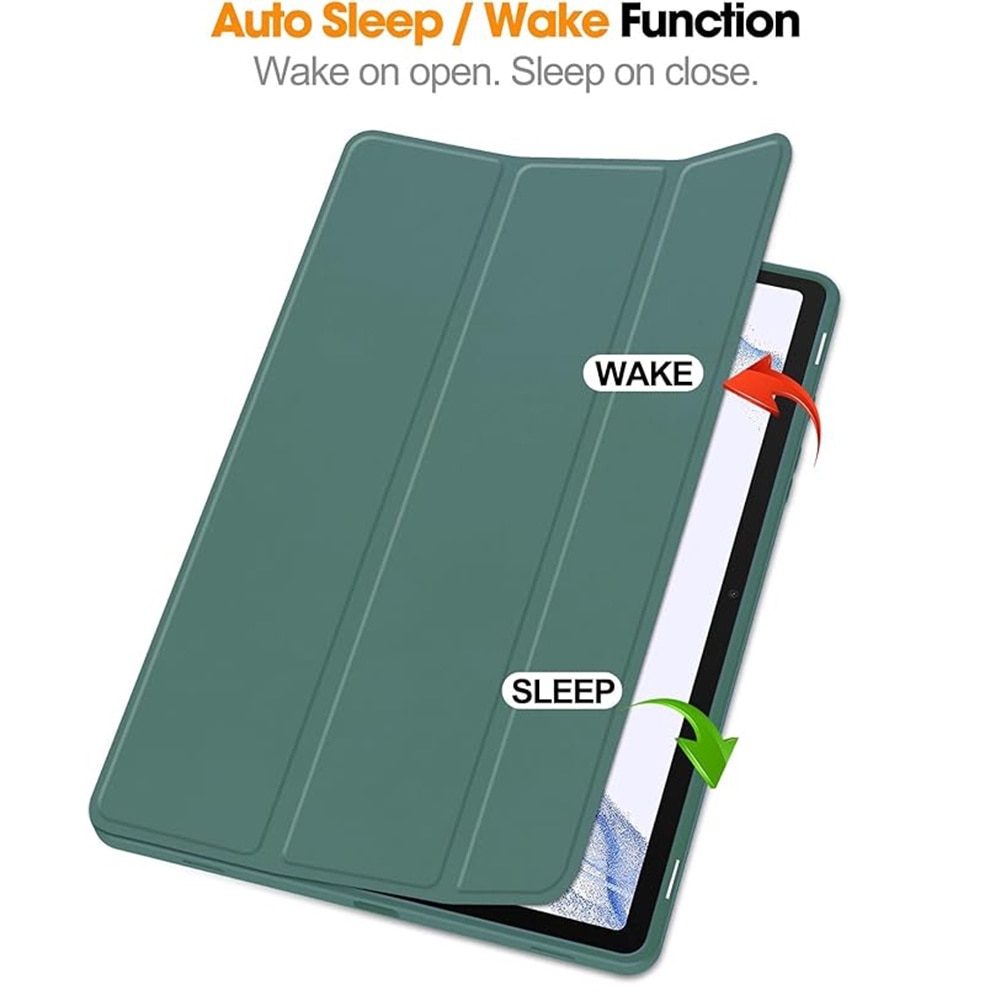 Husa protectie tableta，Compatibil cu Samsung Galaxy Tab S9 FE 5G 10.9 inch/Galaxy Tab S9 11 inch, husa ultra-subtire din piele PU cu functie stand si auto wake/sleep, Verde inchis