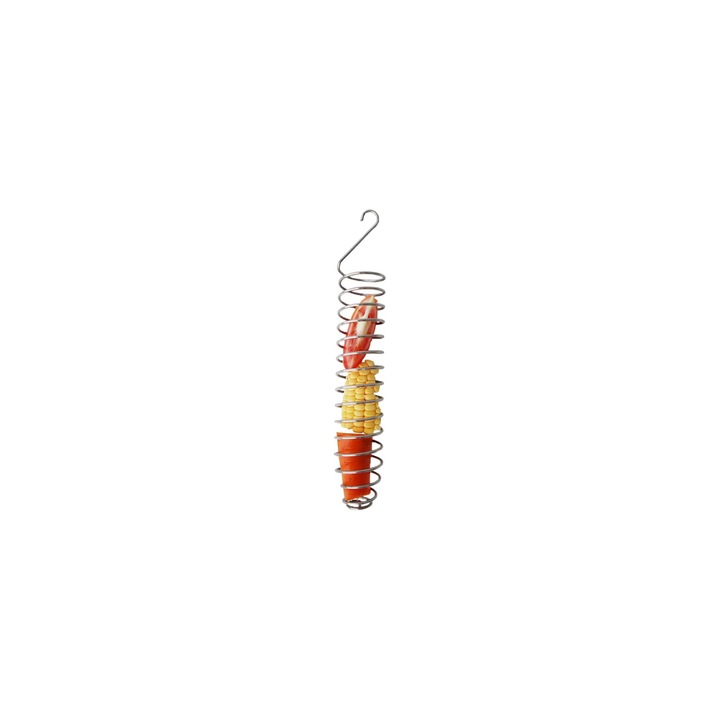 Madáretető, ketreces játék, rozsdamentes acél, 25 cm, könnyű