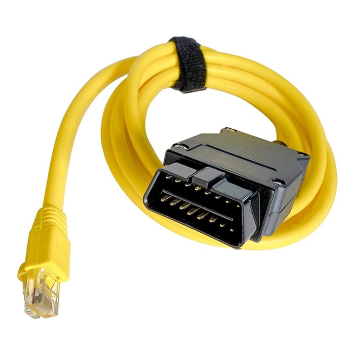Автомобилен диагностичен интерфейс, Rqiurpn, BMW ENET, OBD2 Ethernet, BMW, черно/жълто
