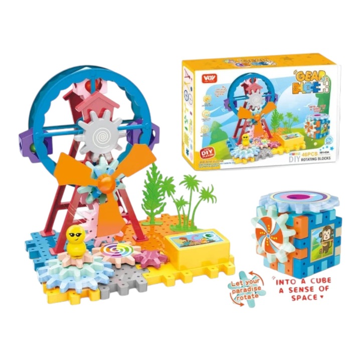 Set constructor Roata Ferris cu baterii, 46 DE PIESE, Multicolor, 3+