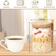 Set 4 Recipiente Depozitare Alimente, Hggzeg, 650ml, Etans, Cu capac bambus si lingurita bambus, Etichete, Sunt usor de spalat si durabile, Pentru bomboane, fasole, fructe uscate, cereale, Sticla, 8.5x12cm, Transparent