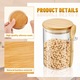 Set 4 Recipiente Depozitare Alimente, Hggzeg, 650ml, Etans, Cu capac bambus si lingurita bambus, Etichete, Sunt usor de spalat si durabile, Pentru bomboane, fasole, fructe uscate, cereale, Sticla, 8.5x12cm, Transparent