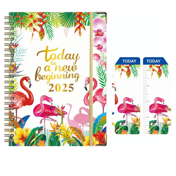 Agenda academica 2024-2025, Enforose, coperta tare, design flori colorate, 21.7x15.8cm, set 1 buc.