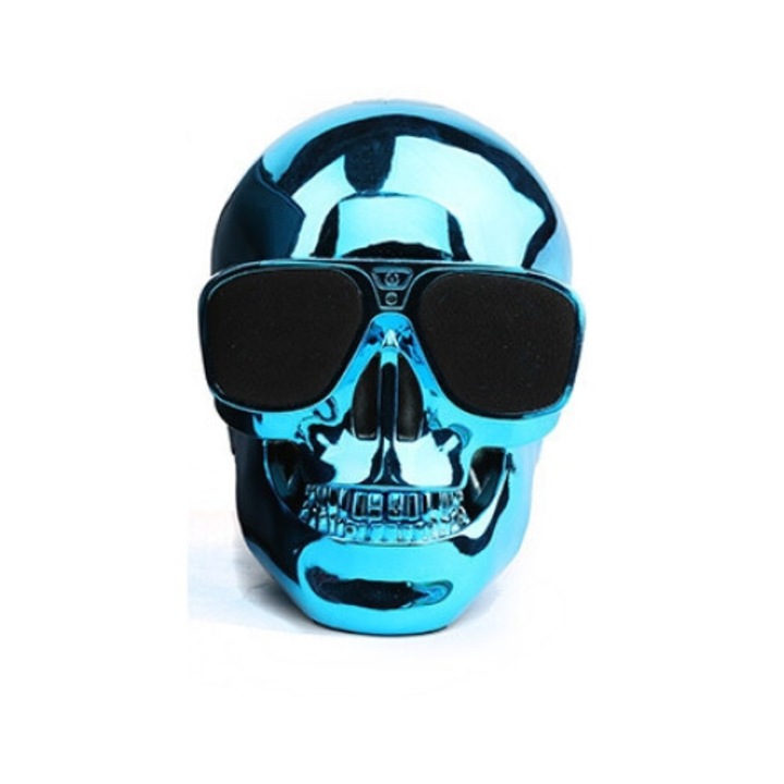 Hordozható vezeték nélküli hangszóró, koponya kialakítás, Bluetooth 5.0 csatlakozás, 1500 mAh akkumulátor