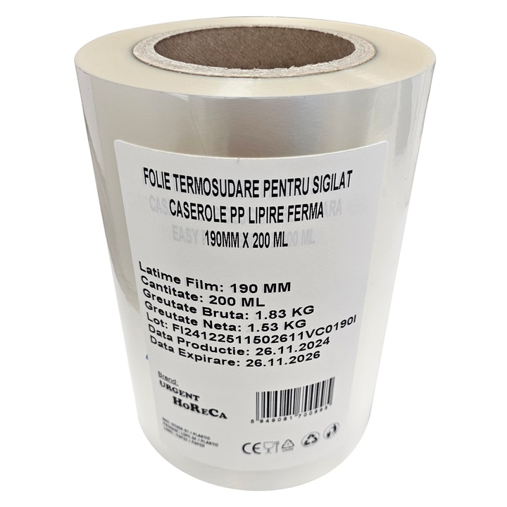 Фолио за термо запечатване на PP касероли, здраво залепване, 190MM X 200 ML