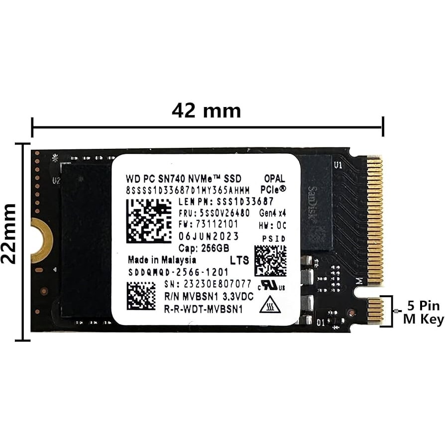 Western Digital NVMe M.2 SSD 256GB×4個 SSD Western Digital WD SN740 256Gb NVMe PCIe Gen4 x4 m.2