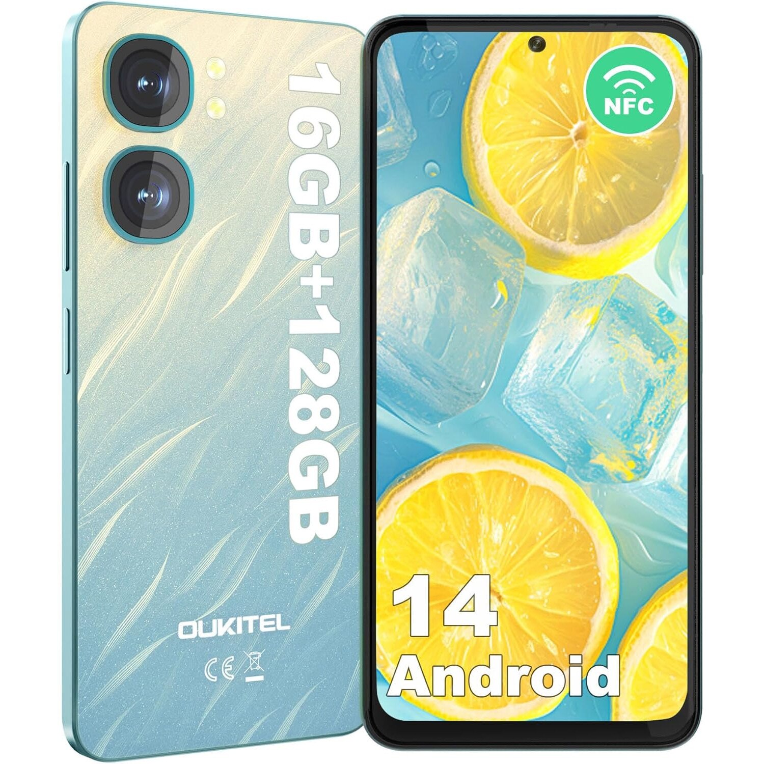 Smartphone OUKITEL C58, 16GB RAM + 128GB ROM, Android 14, 6.67