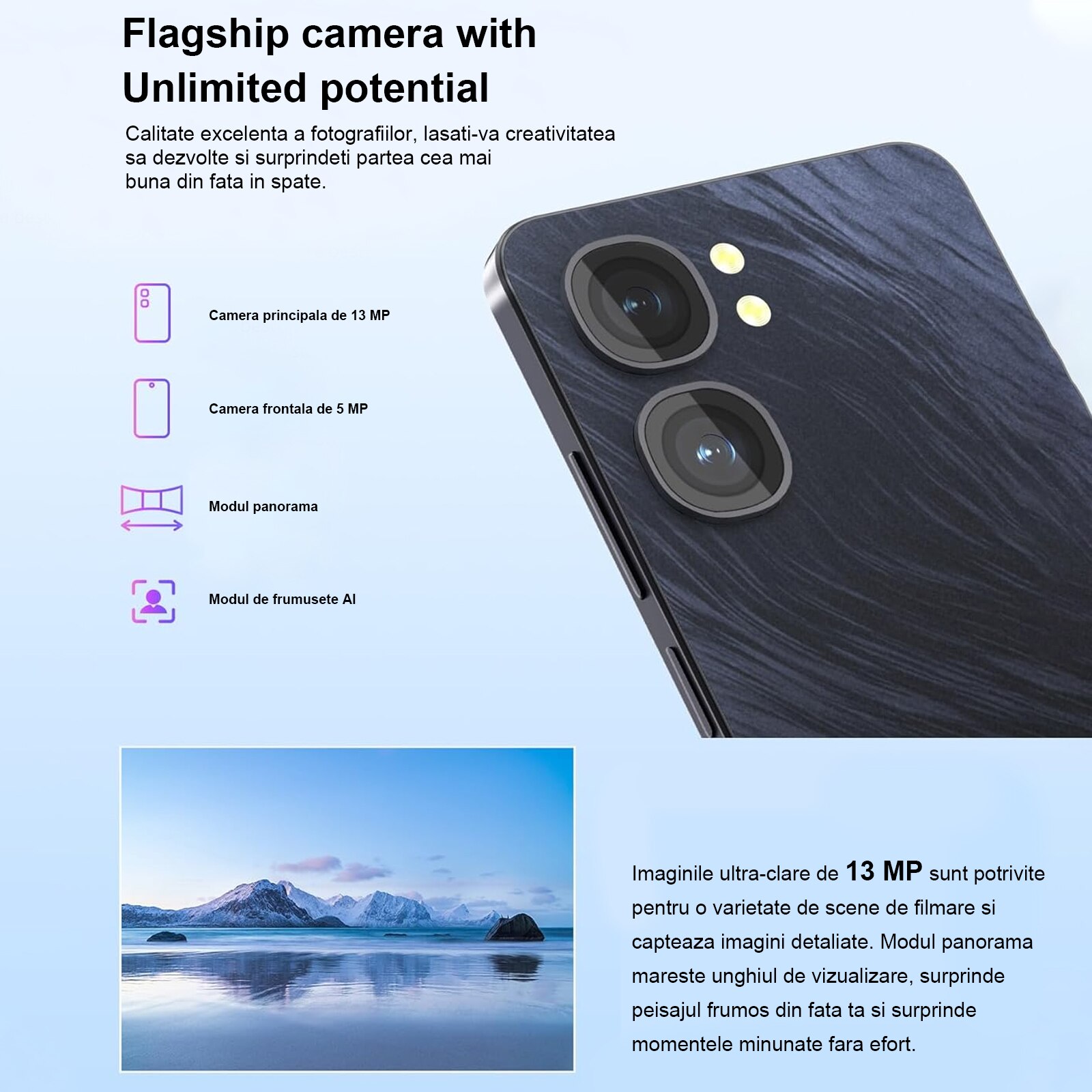 Smartphone OUKITEL C58, 16GB RAM + 128GB ROM, Android 14, 6.67