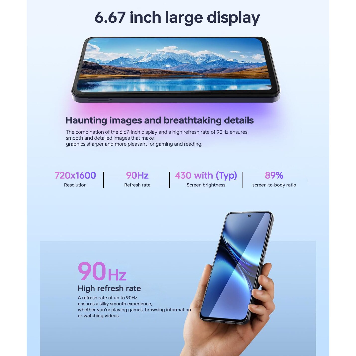 Smartphone Oukitel C58, 16GB RAM virtual, 128GB, Android 14, 6.67