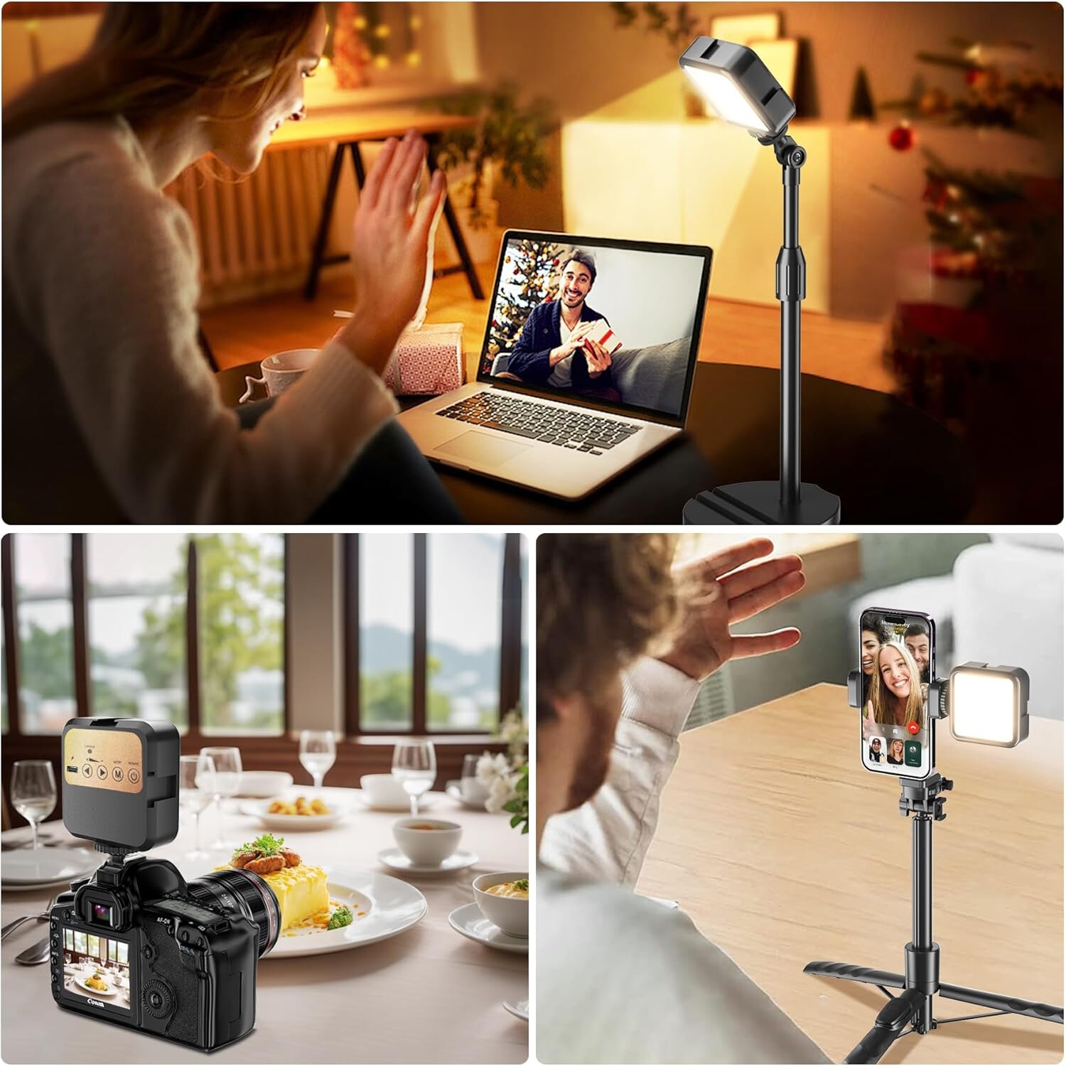 Lumina video LED, kit de iluminare pentru conferinte video, panou de ...