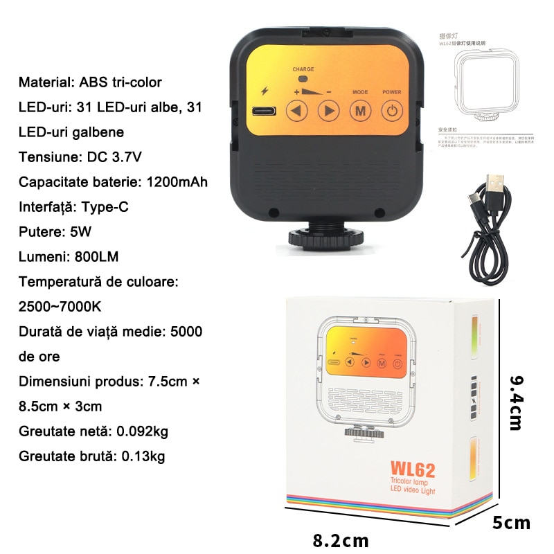Lumina video LED, kit de iluminare pentru conferinte video, panou de ...