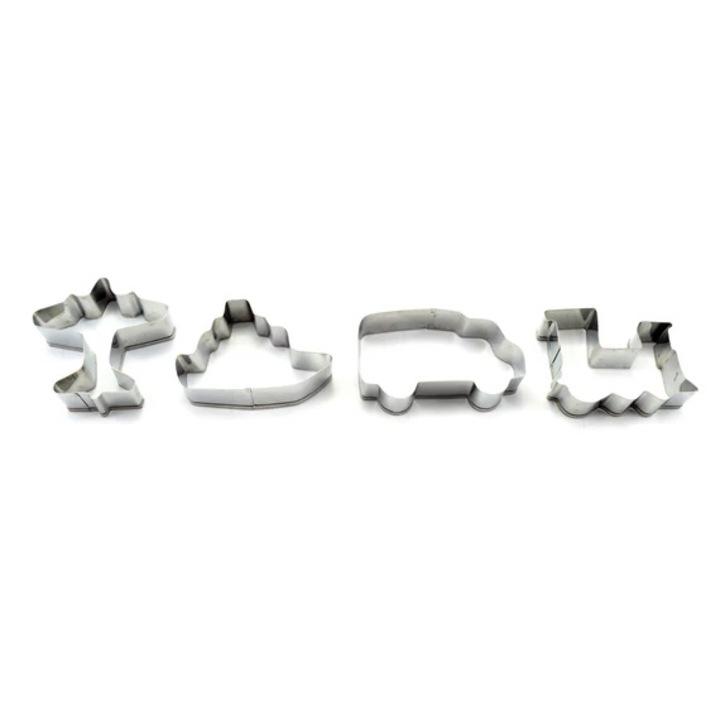 Set de forme pentru decupat biscuiti Vehicule, din otel inoxidabil
