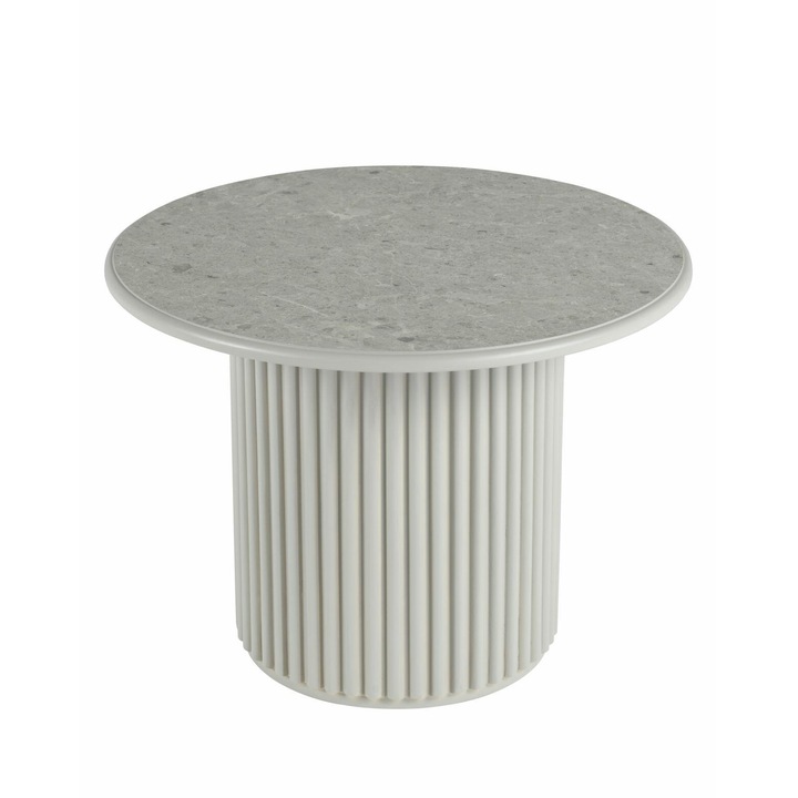 Masuta Cafea, HowHomely, ROMA, Elegant Si Modern, Blat Cu Imitatie De Marmura In Gri, Baza Cu Striatii In Culoare Deschisa, Stabil Si Durabil, Ideal Pentru Living Ca Accent Practic Si Decorativ, 60 cm, Gri