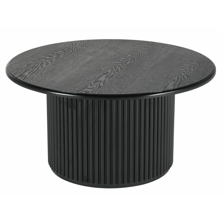 Холна маса, Howhomely, Roma, модерен минималистичен дизайн, дървен плот, масивна основа с ламели, 80 см, черна