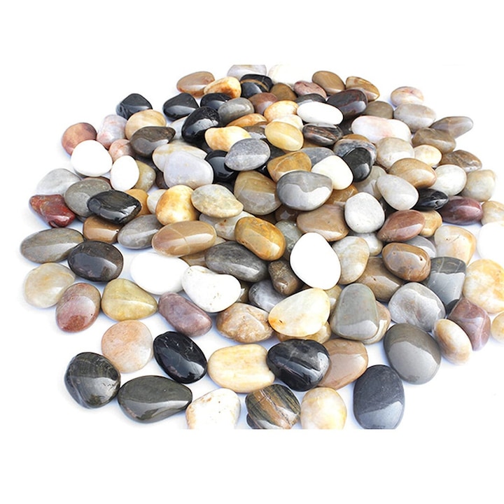 Pietris decorativ natural 1 kg, 1-2 cm, pentru gradina, acvariu, plante