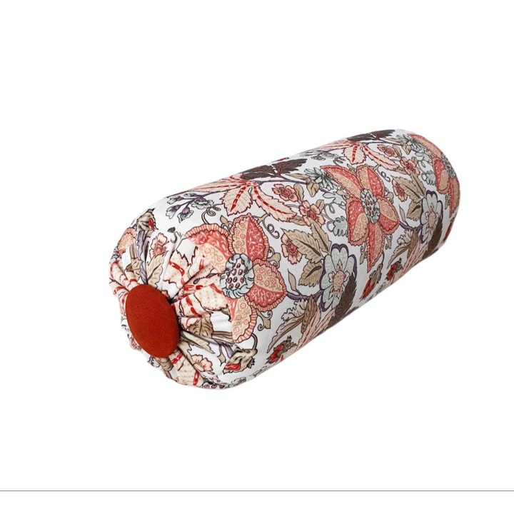 Perna decorativa rosie si alba, rotunda, 15x40 cm