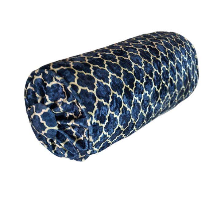 Perne decorative, crush velvet, model cu motive albastre, 15x40cm, set