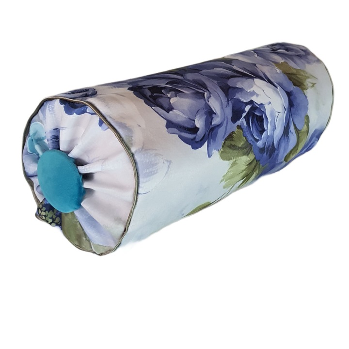 Perna decorativa, cu flori albastre, 15x40cm