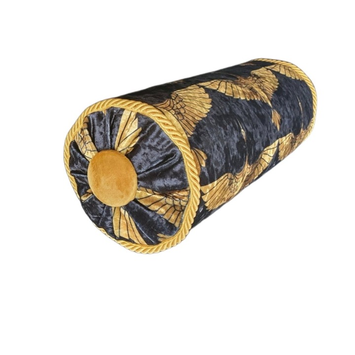 Perna decorativa, neagra cu auriu, 15x40 cm