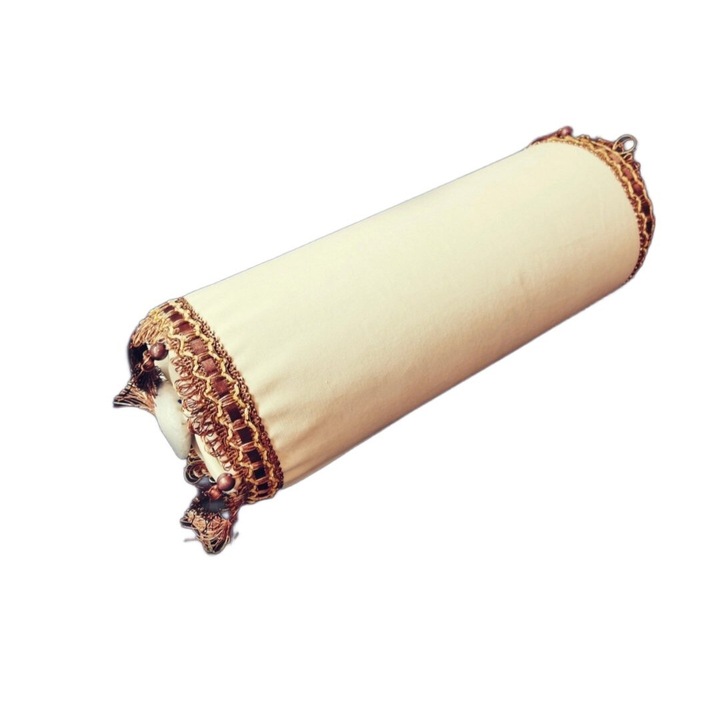 Perna decorativa, model WaL,ek, 100% bumbac, 41x16cm, cu lama decorativa, bej