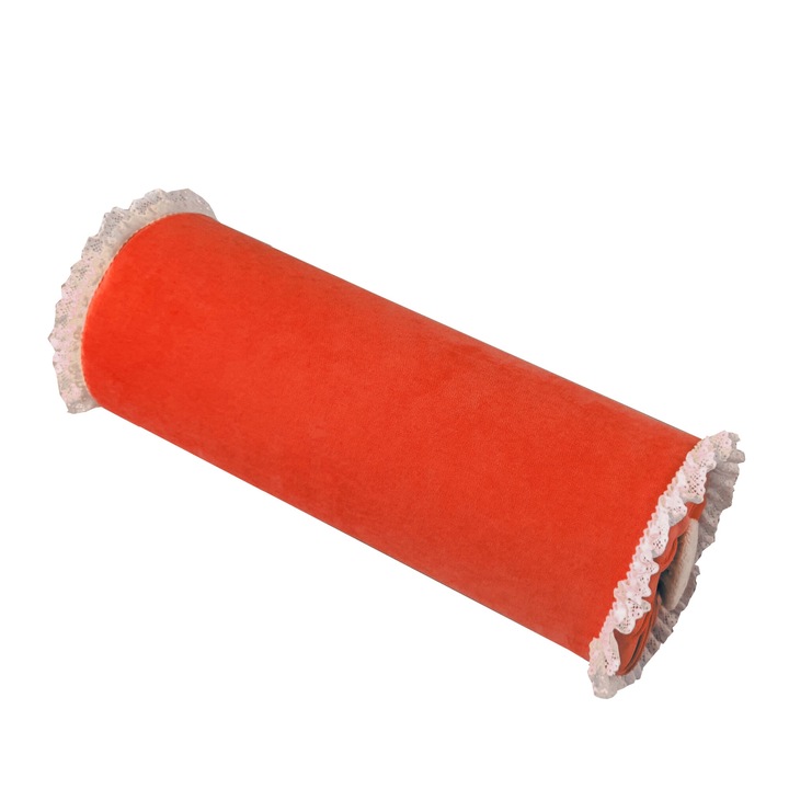 Perna decorativa, 41x16cm, culoare uniforma, cu dantela, multicolor