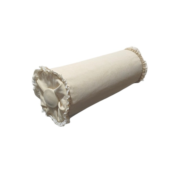 Perne decorative, WaL,ek, 100% bumbac, cu lama de dantela, bej, 41x16cm