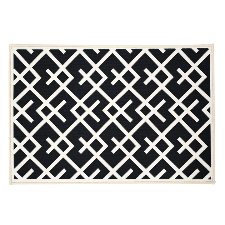 Szőnyeg, YISYNIM, 40x60cm, fekete/fehér, modern design, csúszásmentes, mosható