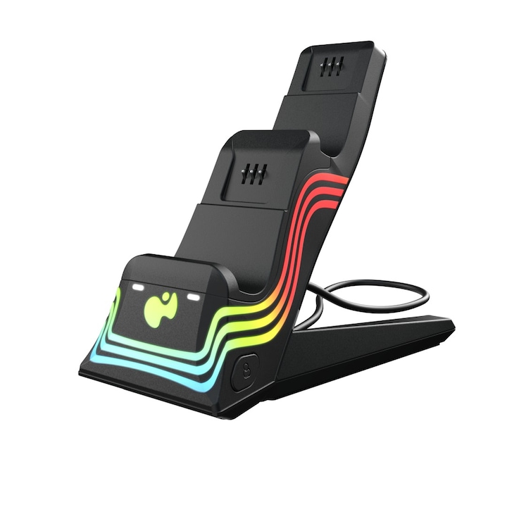 PDP Afterglow Wave, Xbox Series X, S, Xbox One, RGB világítás, Fekete, Kontroller töltőállomás