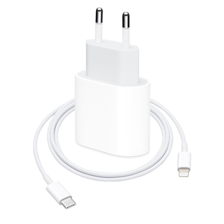 20 W-os hálózati töltőkészlet USB-C Lightning kábellel, fehér, 1 m