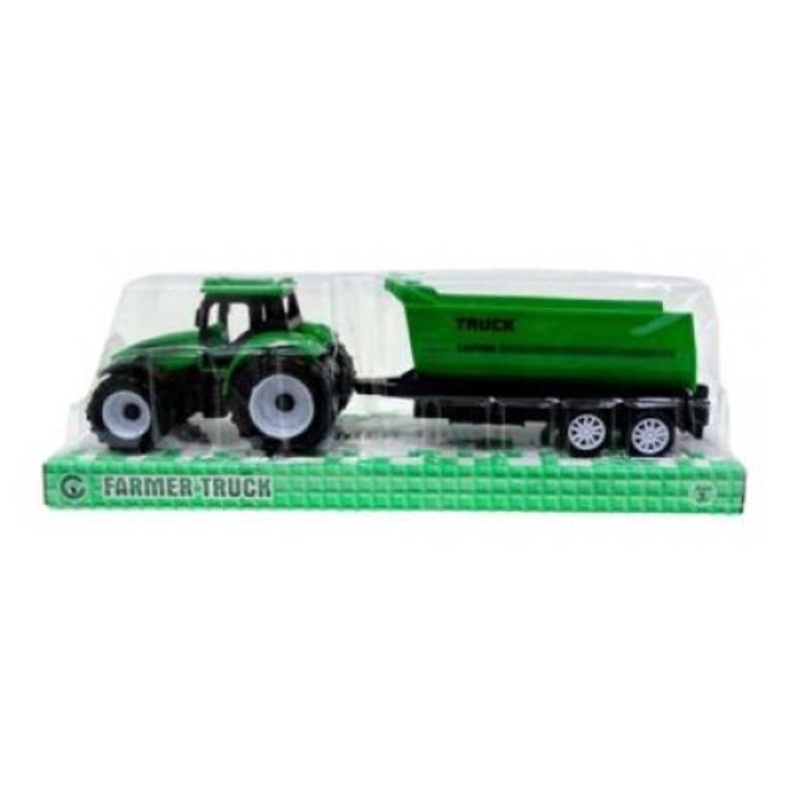 Tractor de jucarie, Medito Kft., Cu remorca, Verde
