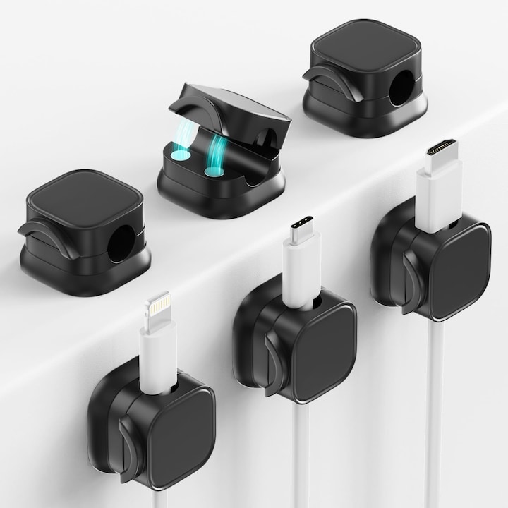 Clipuri magnetice pentru cabluri, set de 6, organizator cabluri