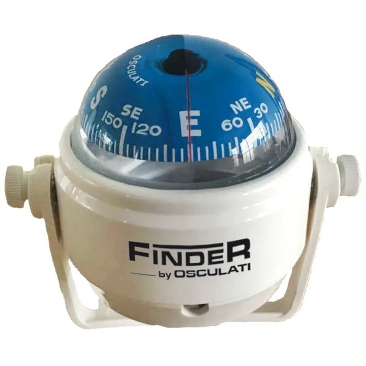 Finder 2-инчов компас със стойка, черен ABS корпус, 12V LED осветление, компенсатори, карта, градуирана на 5° интервали, кардан с максимален наклон 15°, розов диаметър 50 mm, версия със стойка. Подходящ за високи скорости