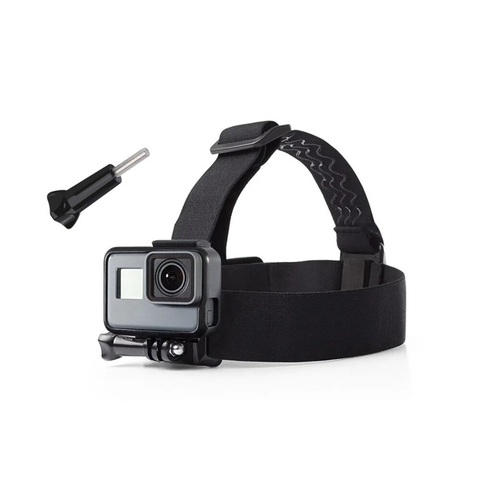 Система за ремък за глава за спортни видеокамери GoPro Hero 1 2 3 + 4 5 6 7 8 9 10 11 12 13 Session Mini Max Fusion, insta360 One X Go, SJcam, DJI Action, Universal заедно с фиксиращ винт
