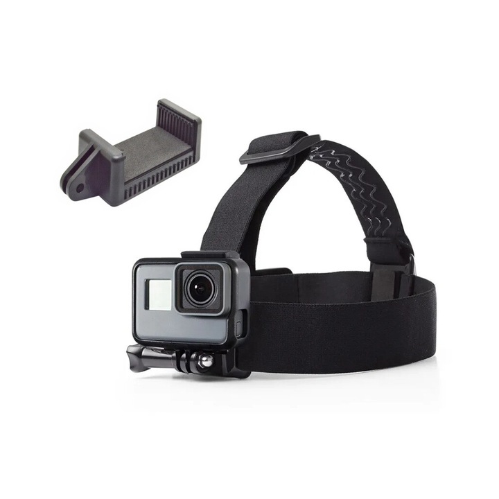 Каишка за глава за спортни видеокамери GoPro Hero 1 2 3 + 4 5 6 7 8 9 10 11 12 13 Session Mini Max Fusion, insta360 One X Go, SJcam, DJI Action, Универсален с Phone Grip