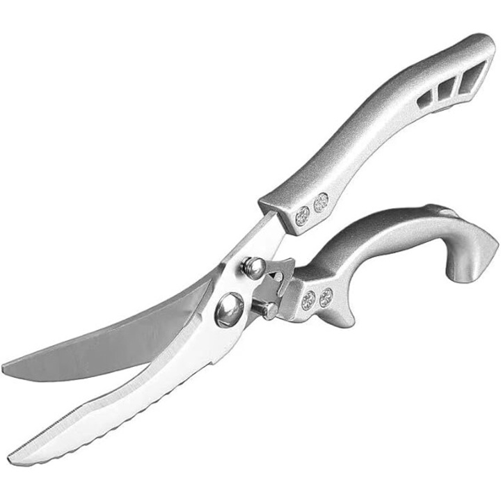 Set of 1 Foarfece de bucatarie pentru pasari de curte, foarfece pentru oase de pui, foarfece pentru peste si rata, foarfece pentru bucatar, JENUOS®, otel inoxidabil