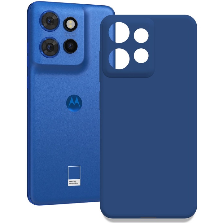 Husa pentru Motorola Edge 50 Neo, Color Shield, Interior de catifea, Suprafata aderenta, Protectie antisoc, Margini ridicate, Regular Fit, Silicon, Albastru inchis