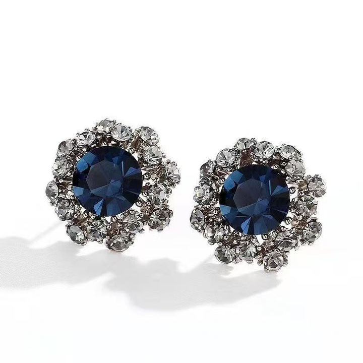 Дамски обеци, сплав, синьо/сребристо