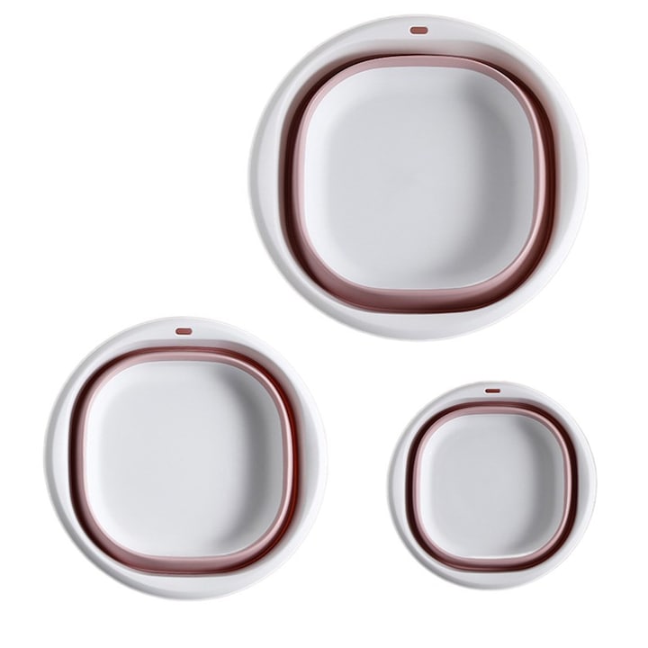 Set 3 Ligheane Pliabile, Axroad Mall, Ligheane Pliabile Multifunctional Pentru vase, fructe, camping, spalatorie, Cu design gauri de agatat, Puternica si robusta, Usor de curatat, TPE/Plastic, Roz